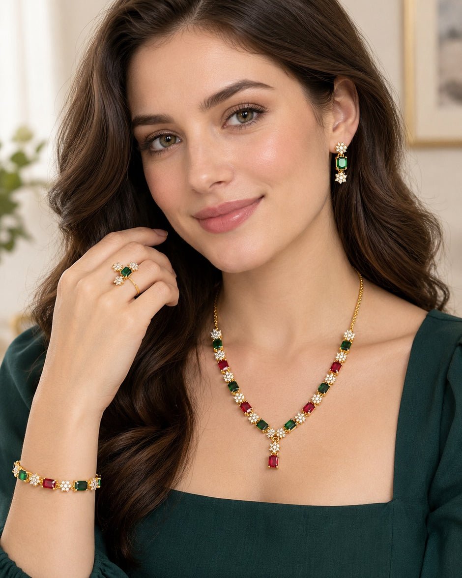 Modern Multicolor Gemstone Jewelry Set / Ruchi
