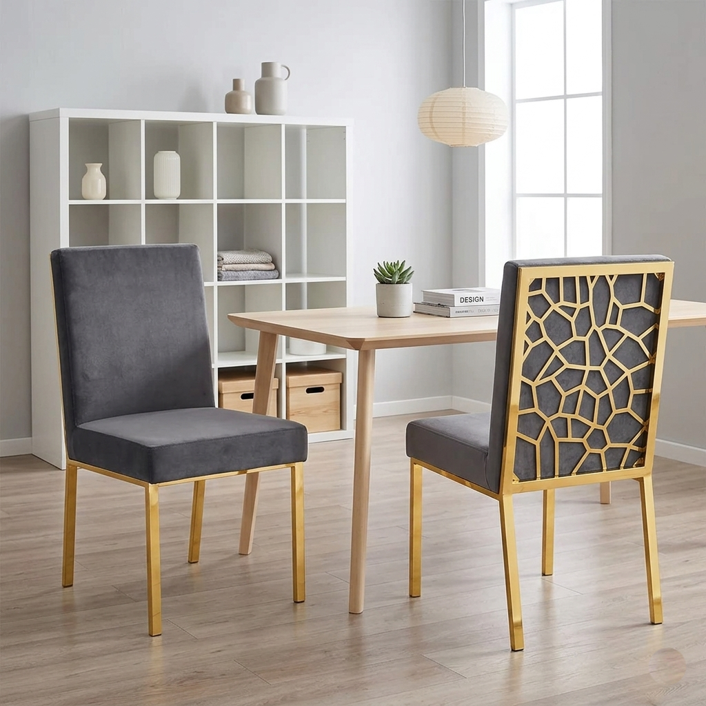 Modern Multicolor Velvet Dining Chairs Set of 4 / Ruchi