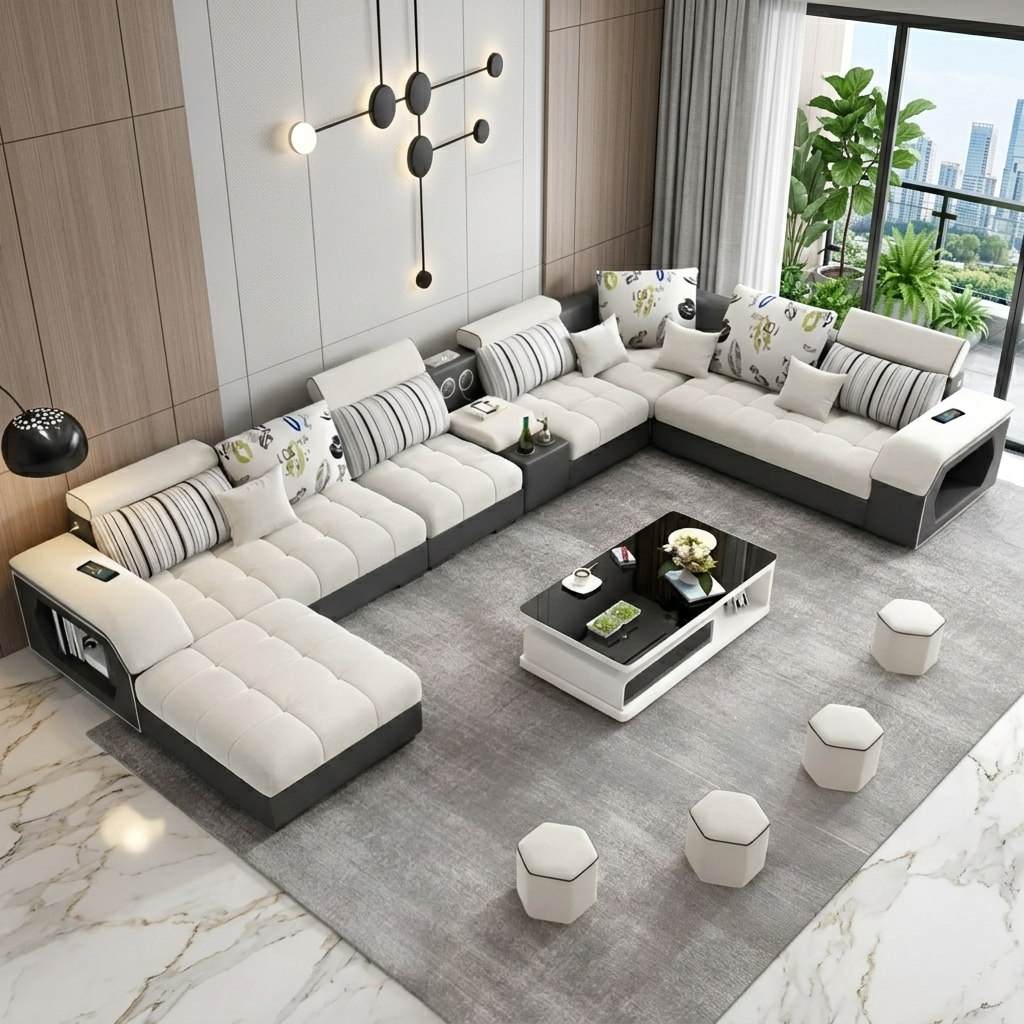 Modern Multifunctional Fabric Sectional Sofa / Ruchi