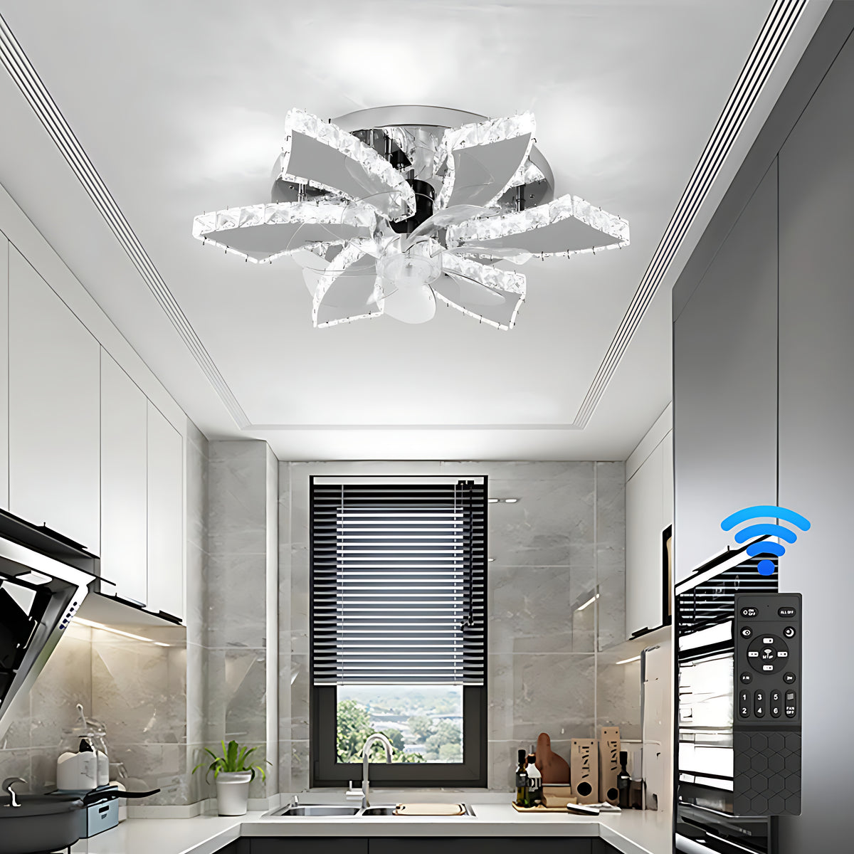 Modern Remote Control Ceiling Fan With LED Light / Ruchi