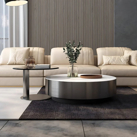 Modern Round Coffee Table With Storage / Ruchi