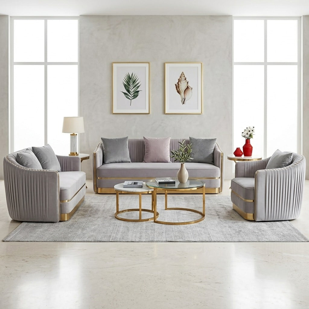 Modern Velvet Sofa Set For Living Room / Ruchi