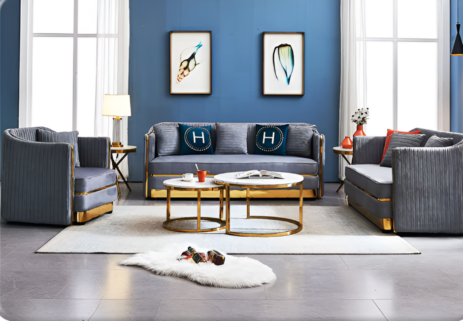 Modern Velvet Sofa Set For Living Room / Ruchi