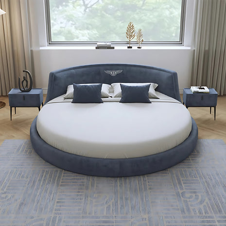 Modern Velvet Upholstered Round Bed / Ruchi