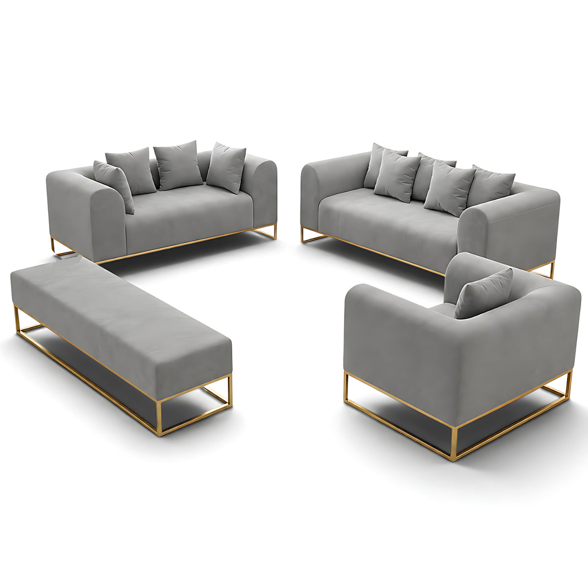 Modern Velvet Wooden Sofa Set / Ruchi