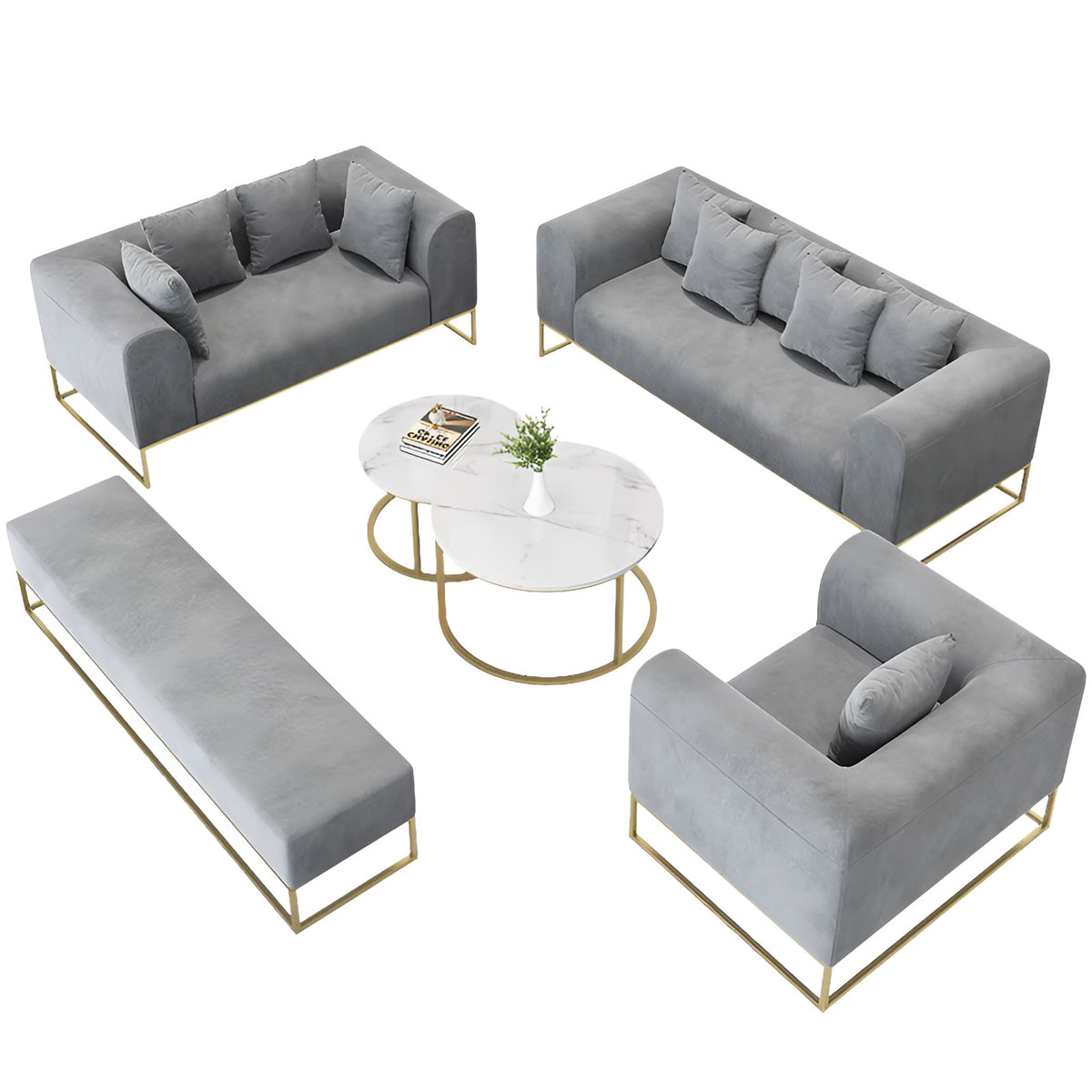 Modern Velvet Wooden Sofa Set / Ruchi