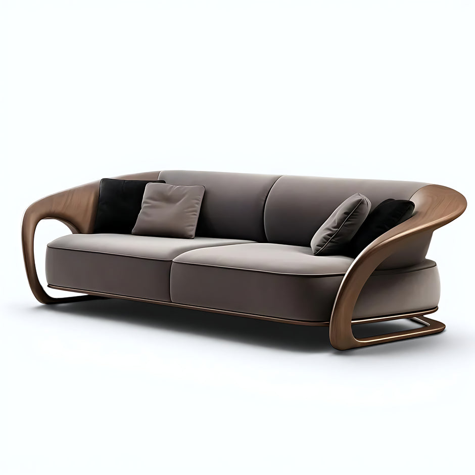 Modern Wooden 3 Seater Velvet Fabric Sofa / Ruchi