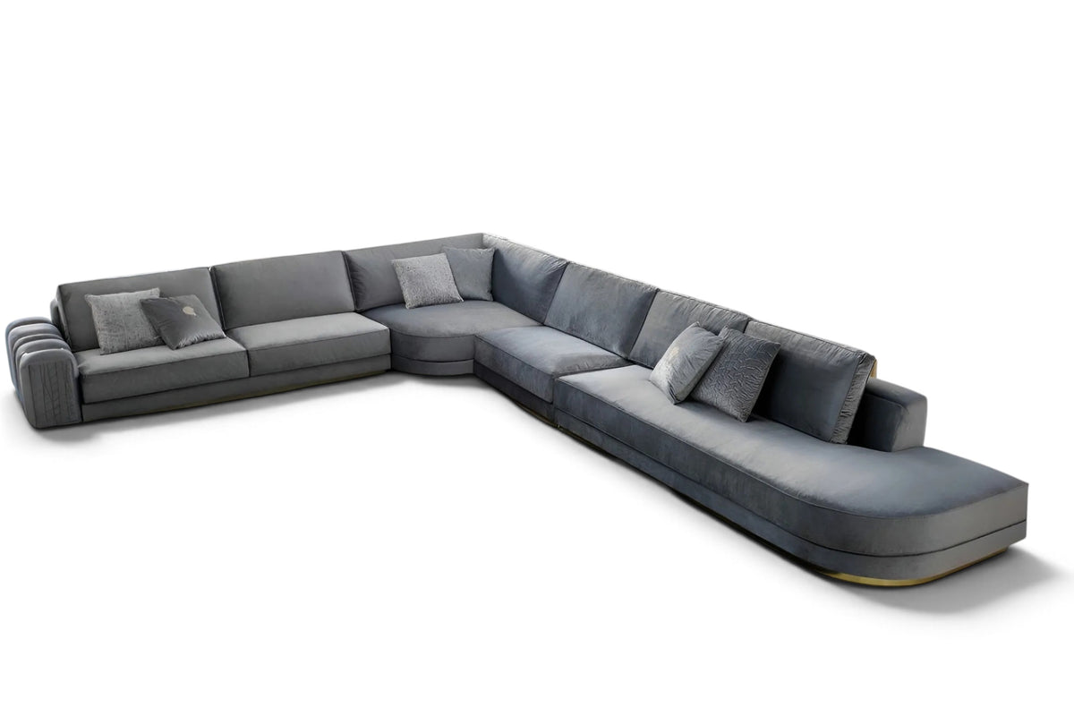Modular Velvet L-Shaped Sectional Sofa / Ruchi