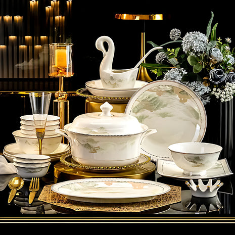 Mountains and Mist Parttern 60Pcs Ceramic Dinnerware Set / Ruchi 