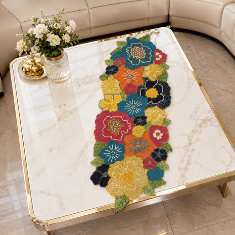Multicolor Beaded Fabric Table Runner / Ruchi
