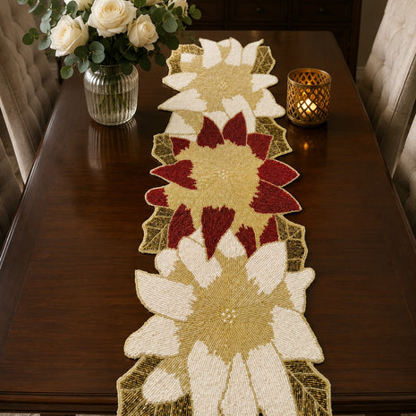 Multicolor Leaf Pattern Beaded Runner / Ruchi