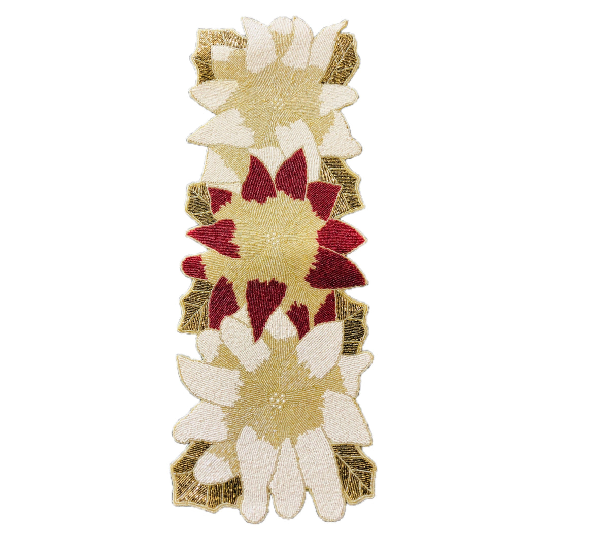 Multicolor Leaf Pattern Beaded Runner / Ruchi