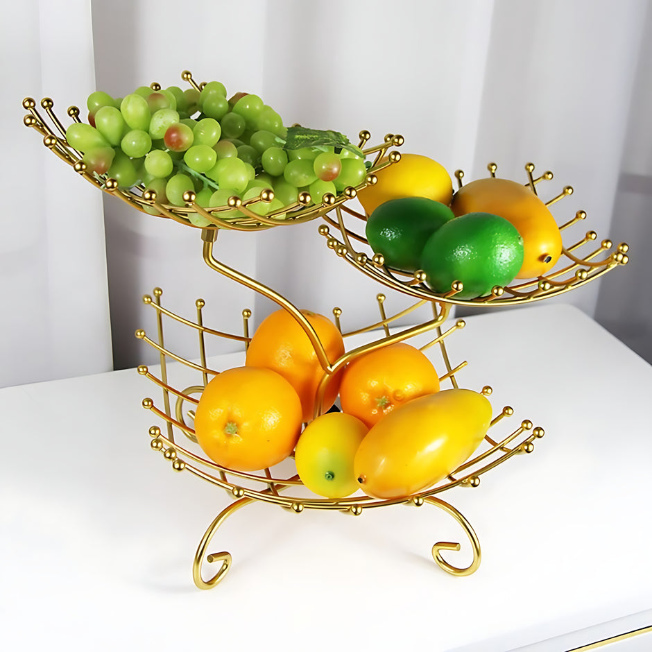Multilayer Tray Grid Style Metal Fruit Basket Stand / Ruchi