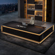 Luxury L-Shaped Wooden Office Desk With LED