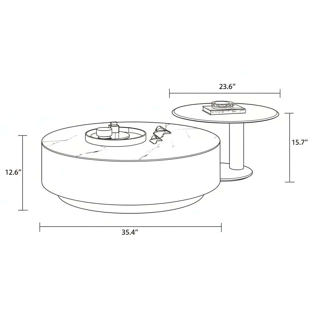 Modern Round Coffee Table With Storage / Ruchi