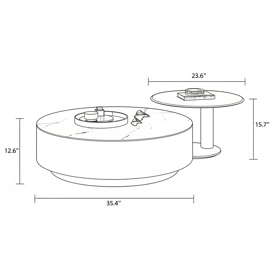 Modern Round Coffee Table With Storage / Ruchi