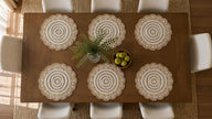 White & Gold Beaded Mandala Placemat Set of 2 / Ruchi