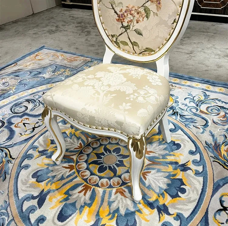 European Wooden Round Dining Table With 6 Chairs / Ruchi