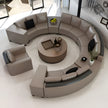 Opulent White Leather Round Sectional Sofa Set / Ruchi