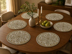 Ornate Gold & Ivory Beaded Round Placemat / Ruchi