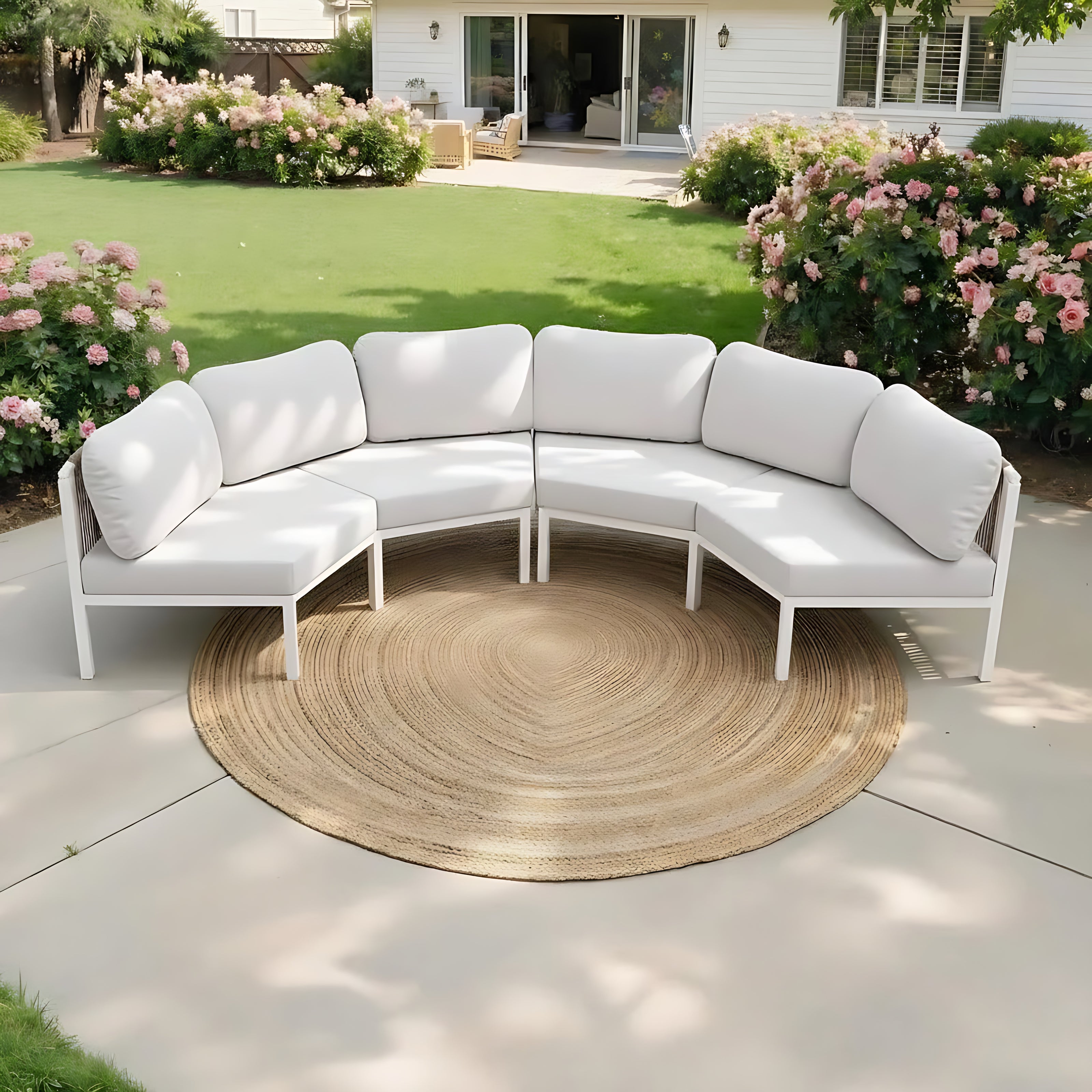 Outdoor Patio Semi-Circular Fabric Sectional Sofa / Ruchi