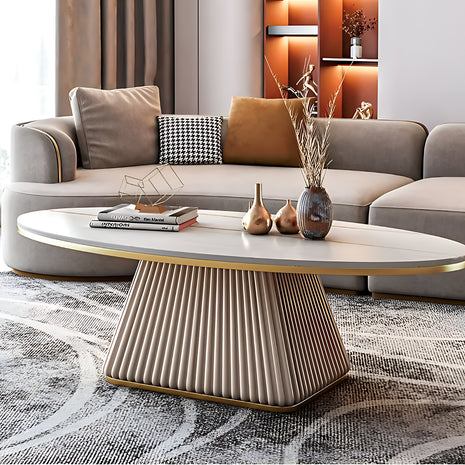Oval Marble Top Modern Coffee Table / Ruchi