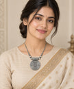 Oxidized Alloy Round Pendant Necklace / Ruchi