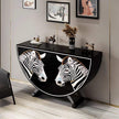 Painted Zebra Wooden Buffet Table With Storage / Ruchi 