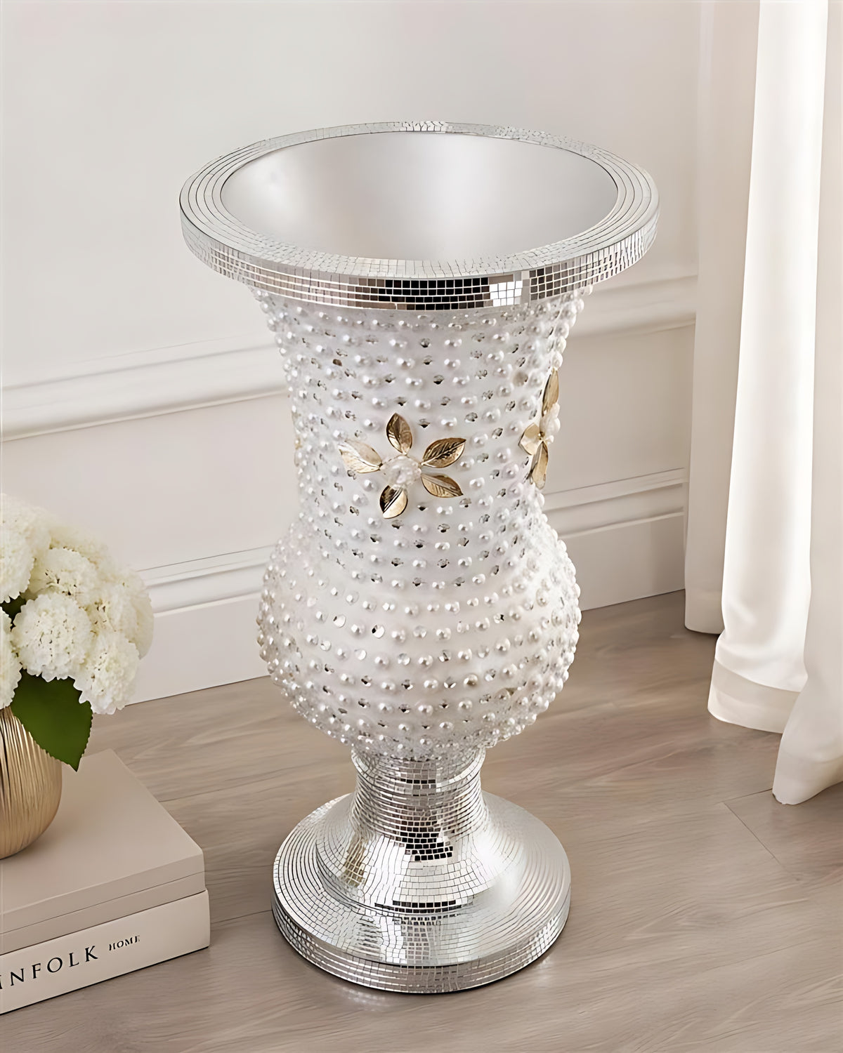 Pearl Crystal Ceramic Flower Vase / Ruchi