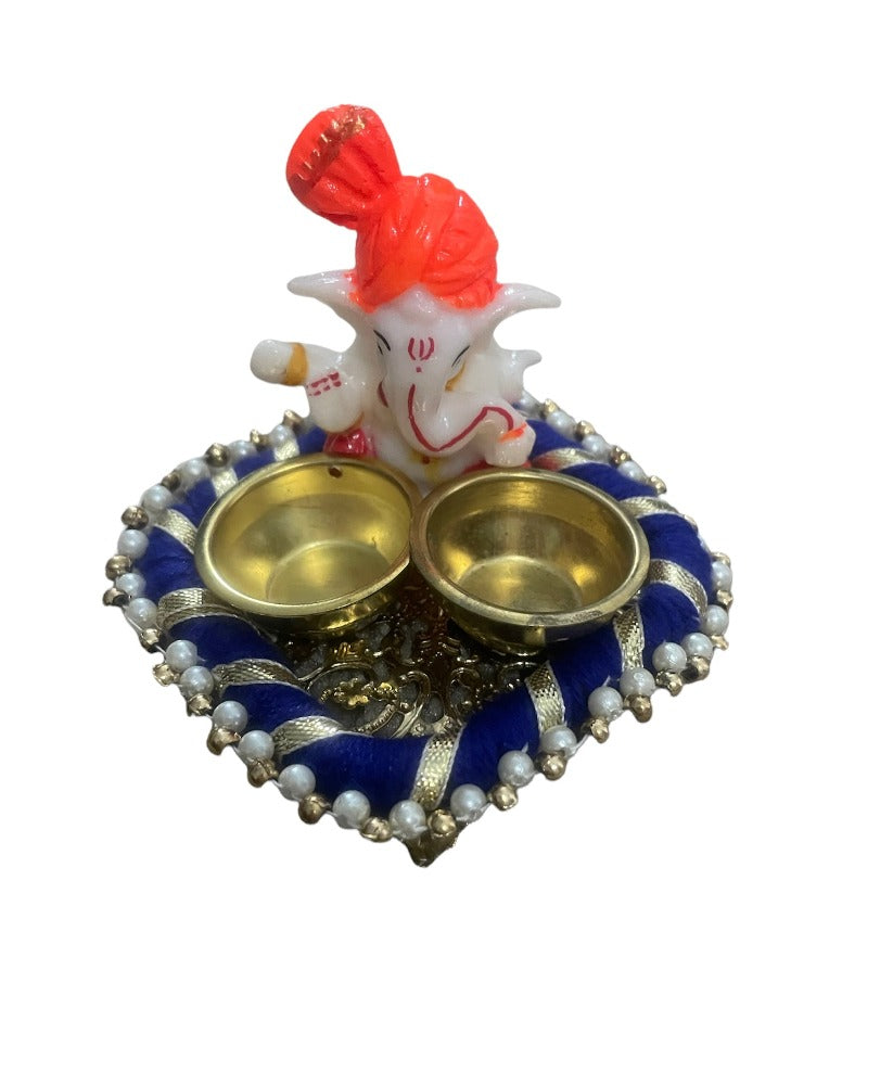 Raksha Bandhan Thali Set With Ganesha Idol And Expressive Rakhi / Ruchi