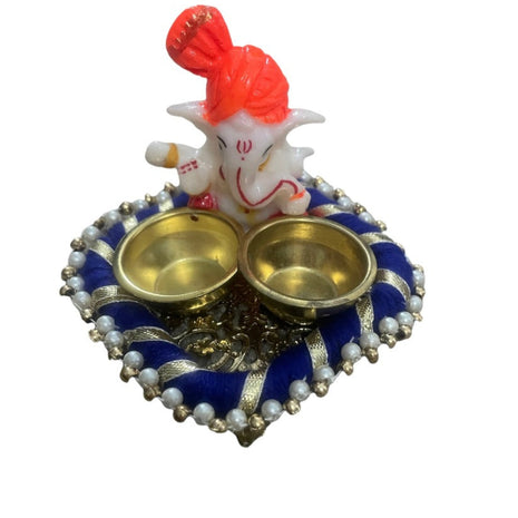 Raksha Bandhan Ganesha Thali Set With 2 Rakhi / Ruchi