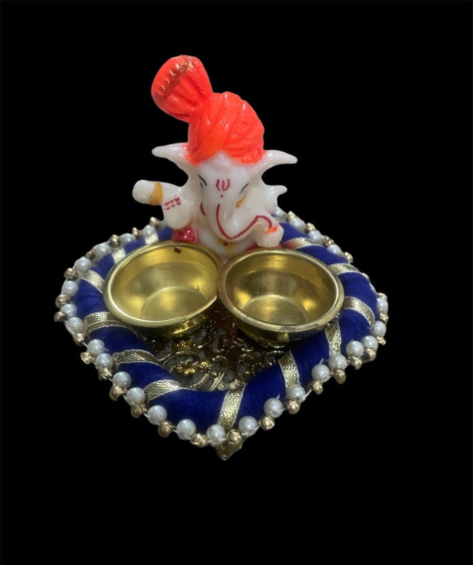Raksha Bandhan Ganesha Thali Set With 2 Rakhi / Ruchi