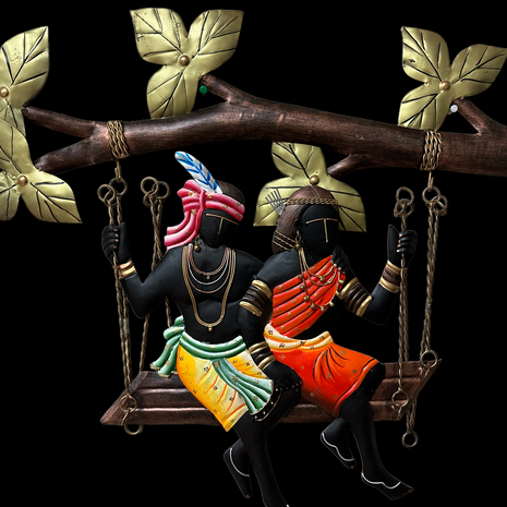 Village Couple Metalic Wall Hanging / Ruchi