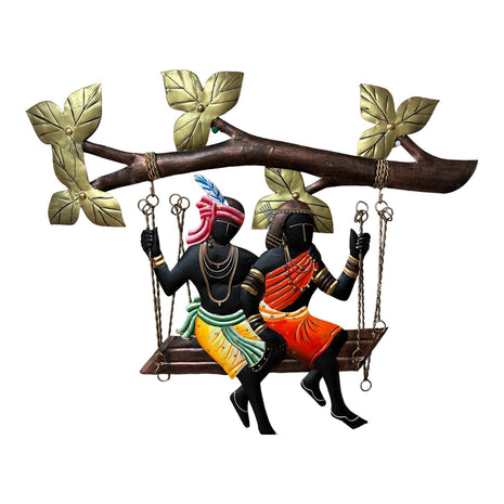 Village Couple Metalic Wall Hanging / Ruchi