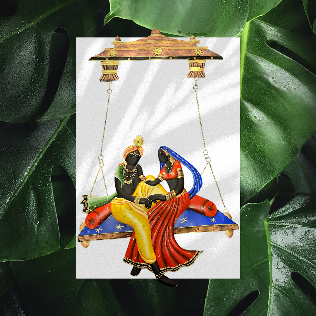 Metal Wall Decor Of Radha With Krishna / Ruchi