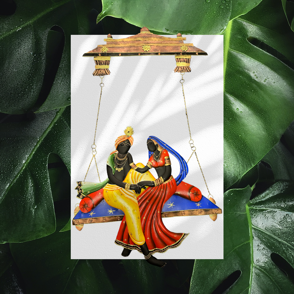 Metal Wall Decor Of Radha With Krishna / Ruchi