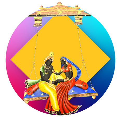 Metal Wall Decor Of Radha With Krishna / Ruchi
