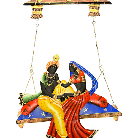 Metal Wall Decor Of Radha With Krishna / Ruchi