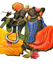 Mesmerizing Radha Krishna Playing Flute Metal Wall Decor / Ruchi