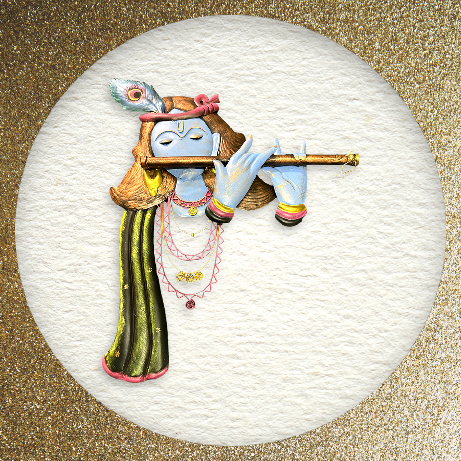 Metal Wall Hanging Decor Of Lord Krishna / Ruchi
