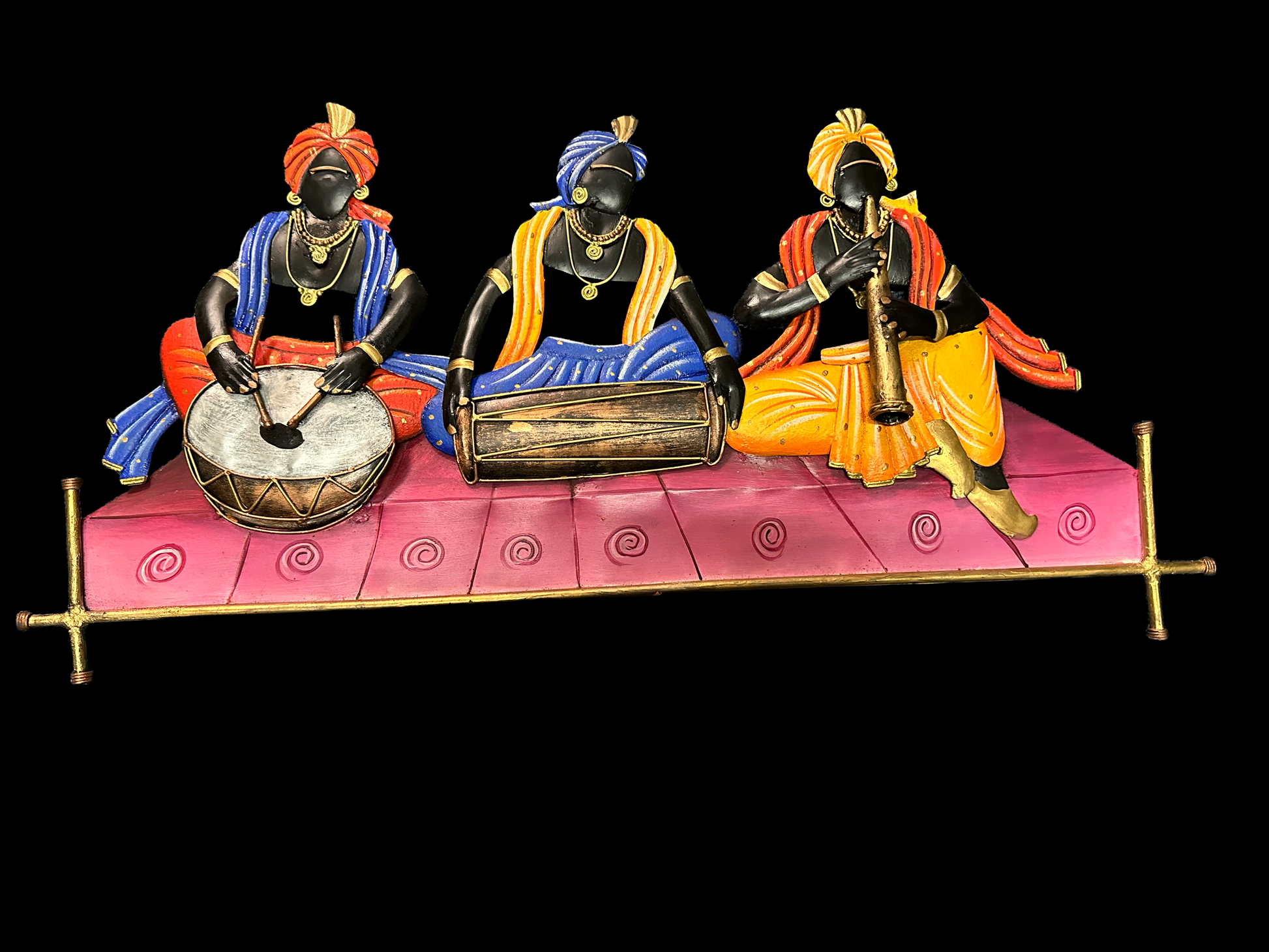 Handcrafted Metal Wall Hanging Of 3 Musicians Playing Instruments / Ruchi