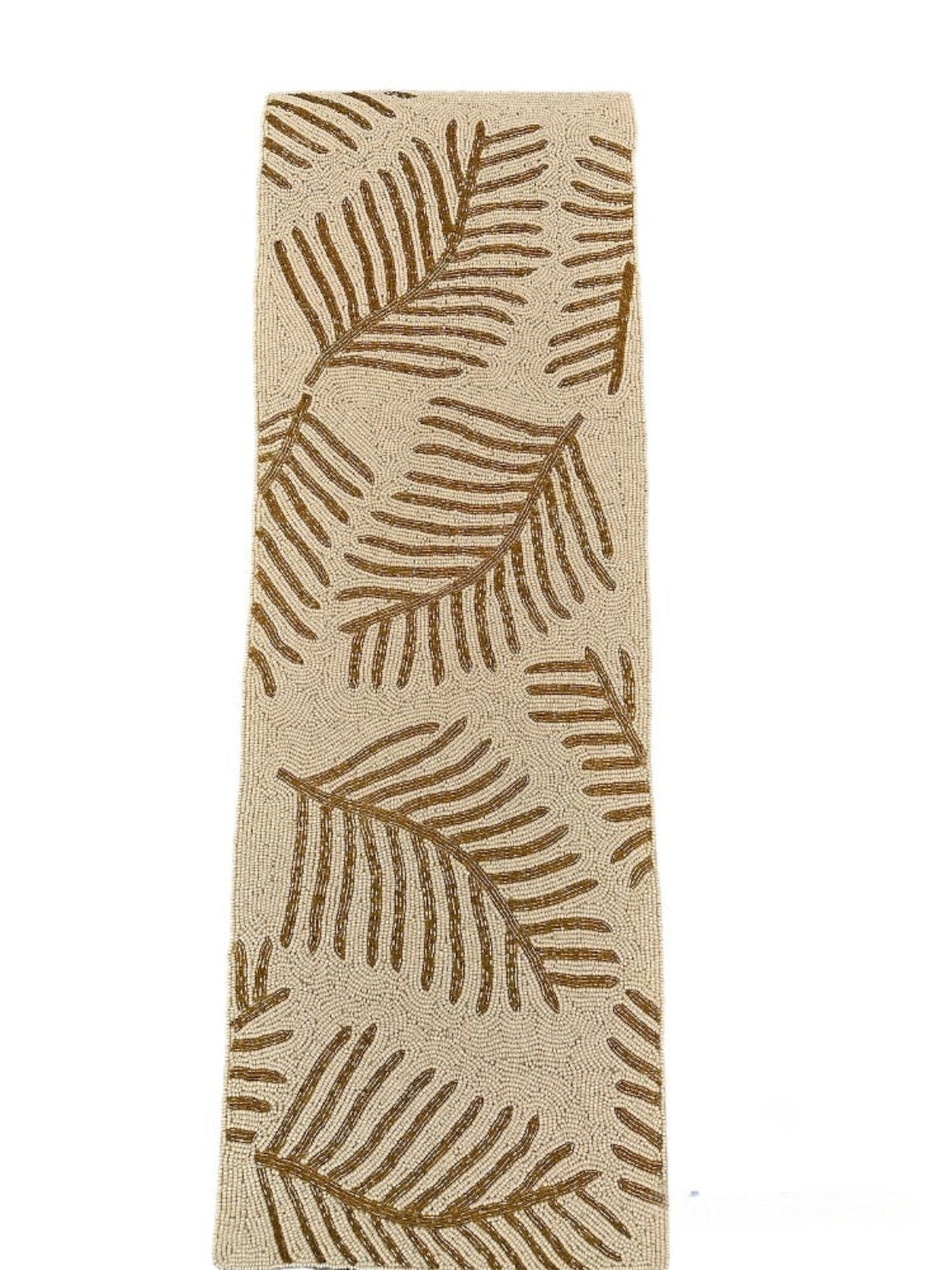 White & Gold Beaded Table Runner / Ruchi