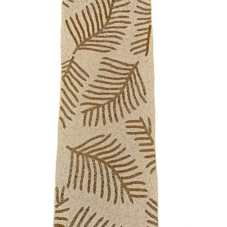 White & Gold Beaded Table Runner / Ruchi