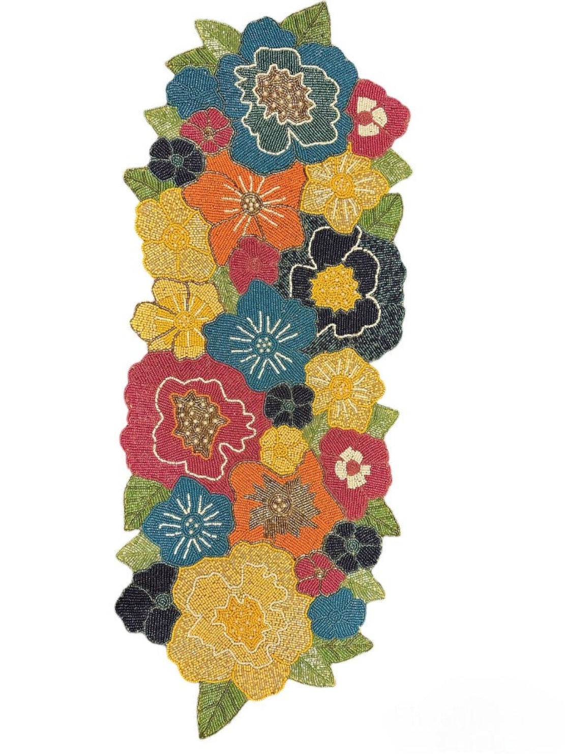 Multicolor Beaded Fabric Table Runner / Ruchi