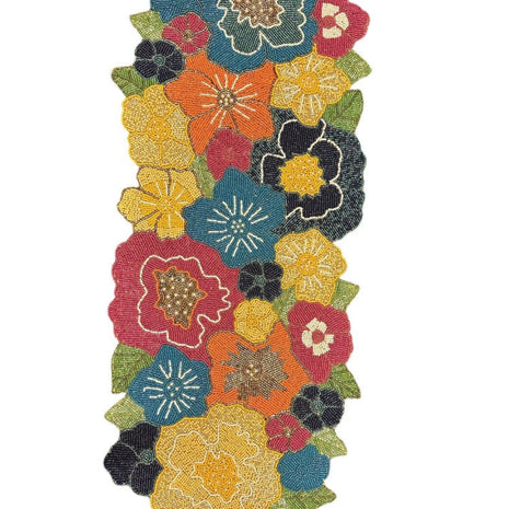 Multicolor Beaded Fabric Table Runner / Ruchi