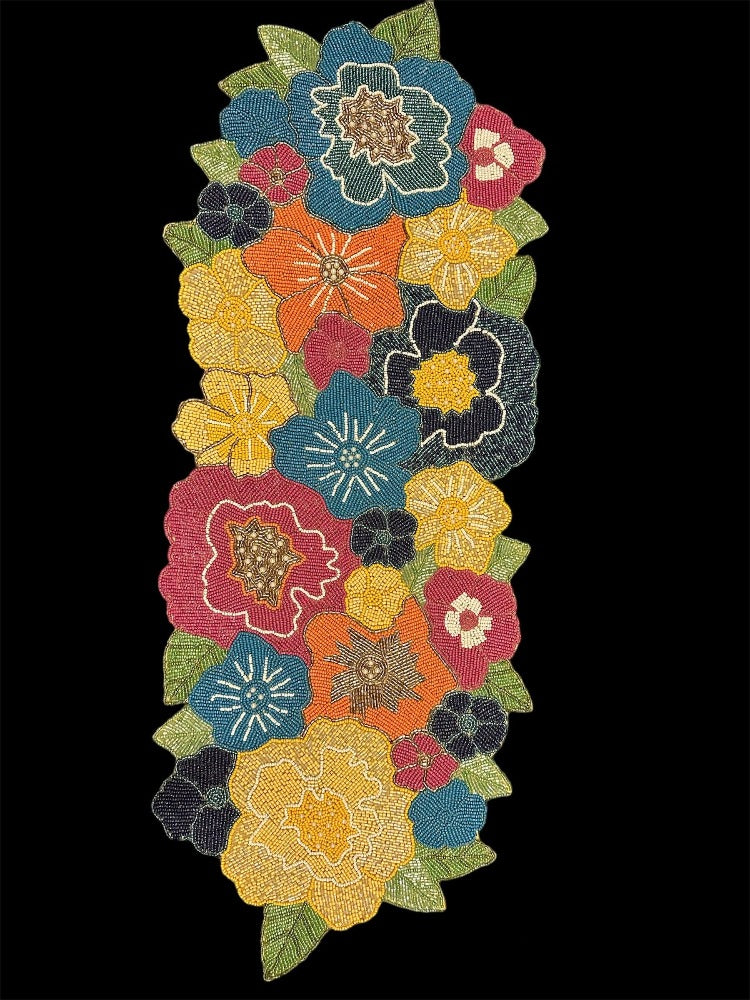 Multicolor Beaded Fabric Table Runner / Ruchi