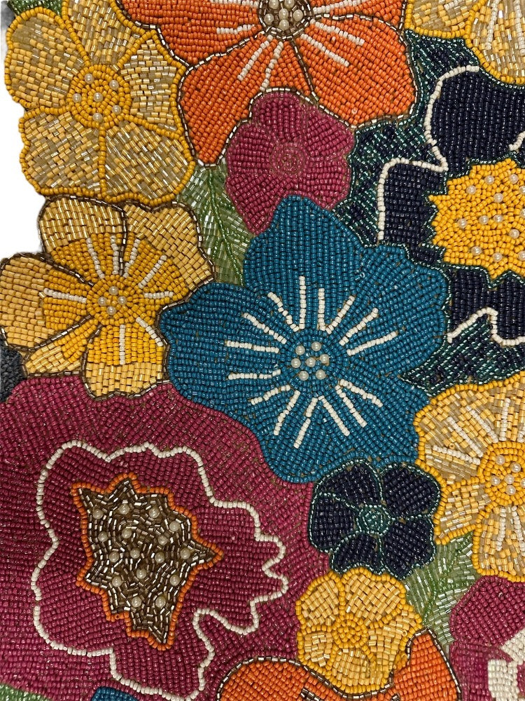 Multicolor Beaded Fabric Table Runner / Ruchi