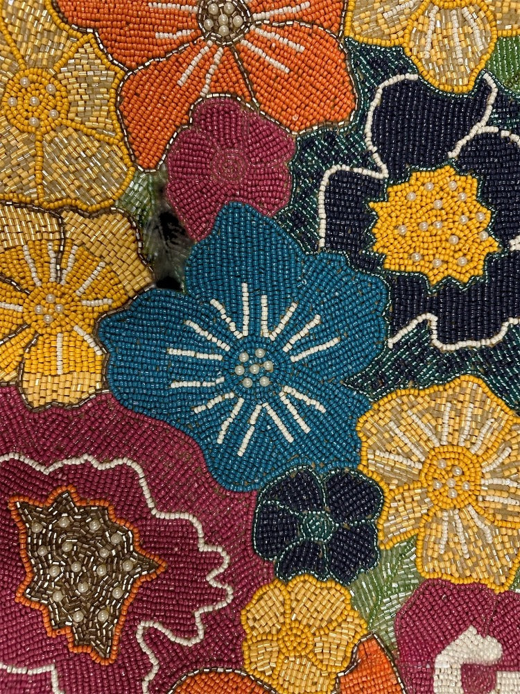 Multicolor Beaded Fabric Table Runner / Ruchi