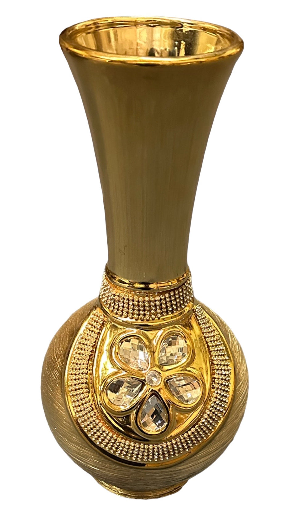 1 Pc Antique Gold Painted Ceramic Flower Vase / Ruchi