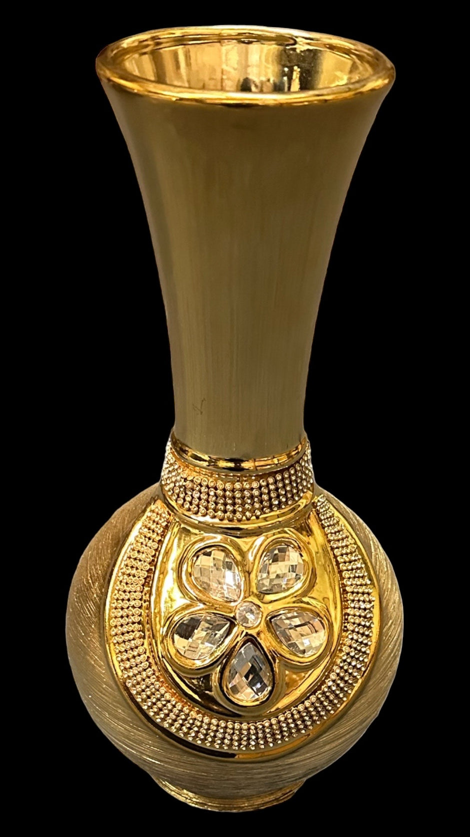1 Pc Antique Gold Painted Ceramic Flower Vase / Ruchi